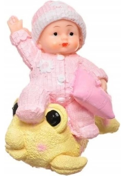 Decotown Hediyelik Sevimli Pembe Bebek Biblo Polyester Süs Eşyası