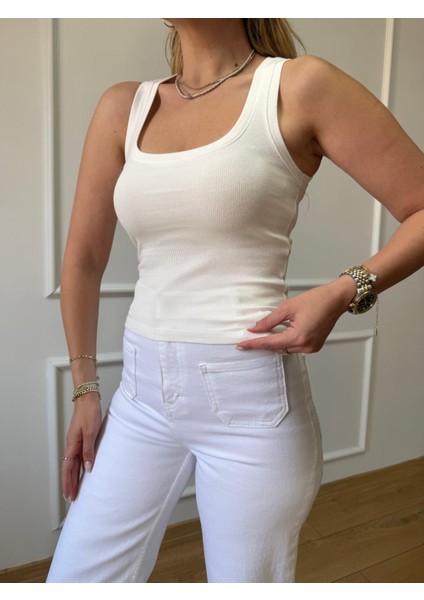 Ekru Fitilli Kalın Askılı Bluz fırsatları