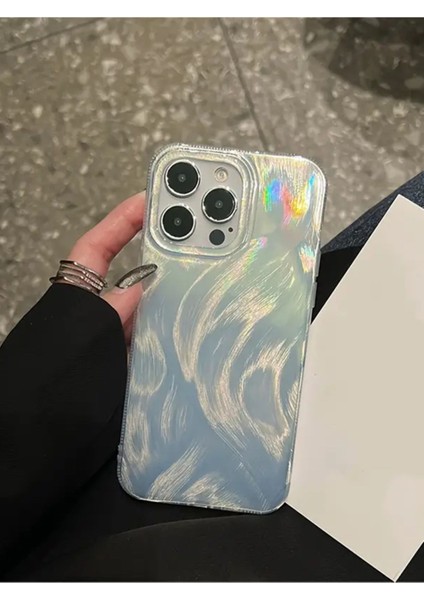 Apple iPhone 13 Pro Max Uyumlu Tüylü Hologramlı Kılıf Darbeye Karşı Dayanıklı Kapak