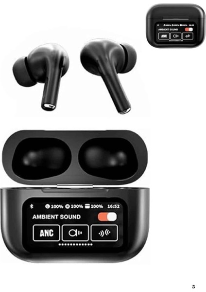 Yeni Nesil Anc Özellikli Çağrı Cevaplayan Dokunmatik Ekranlı Bluetooth Kulaklık Siyah