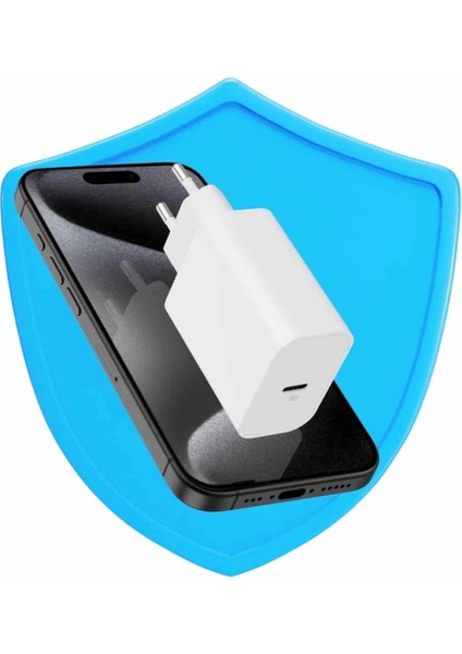 15/pro/pro Max 25W Ios Uyumlu Hızlı Şarj Aleti Adaptörlü Beyaz