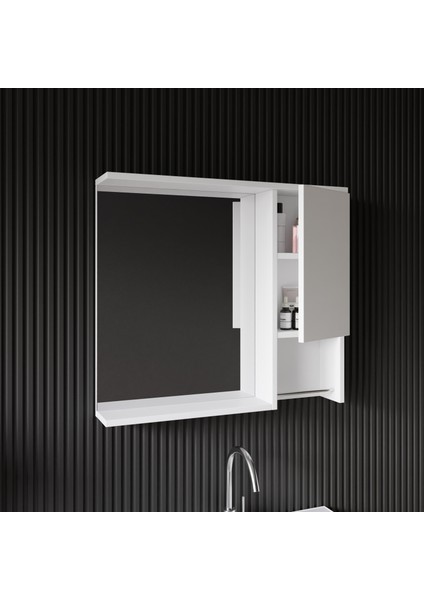 Deniz 80 cm Lavabolu, Aynalı Banyo Dolabı, Lavabo Dahil, Boy Dolabı Dahil, Beyaz modelleri