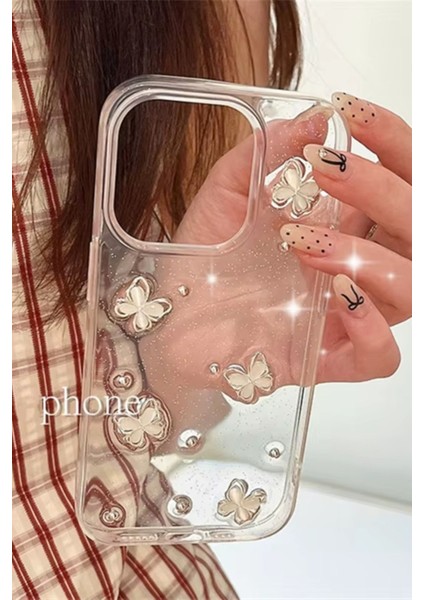 Apple Iphone 12/12PRO Uyumlu Kılıf Çiçek Kelebek Darbeye Karşı Dayanıklı Yumuşak Silikon Kapak