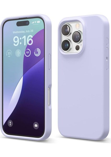 Apple iPhone 16 Pro Max Kılıf Kadife Lansman Soft Yumuşak Liquid Silikon Kamera Korumalı Kapak Lila