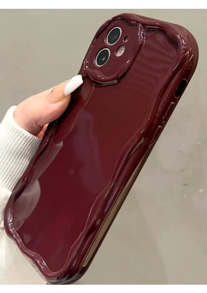 Iphone 11 Uyumlu Kılıf Dalgalı Kenarlı Şık Darbelere Karşı Dayanıklı Yumuşak Silikon Kapak Bordo fiyatları