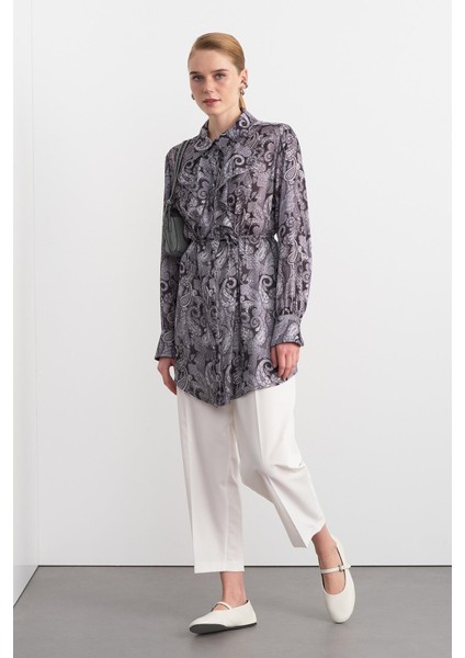 Polly Desenli Gömlek Siyah