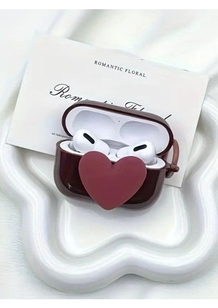 Airpods Pro 2.nesil Uyumlu Mürdüm Kalp Kulaklık Kılıfı