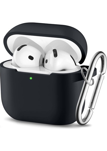 Airpods 4. Nesil Kulaklık Kılıfı Silikon 2024 Kancalı Kılıf Siyah