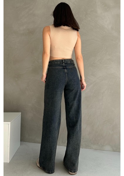 Normal Bel Geniş Paça Wide Leg Jean - 7750