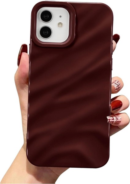 Iphone 12/12PRO Uyumlu Kılıf Parlak Elektroliz Darbelere Dayanıklı Yumuşak Şık Kapak Bordo