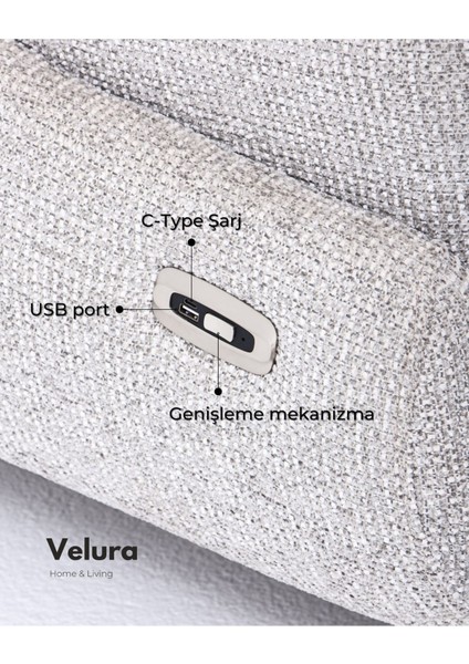 Ezel Motorlu Köşe Takımı & Hoparlörlü, USB Portlu, Genişleyebilir Büyük Köşe Takımı