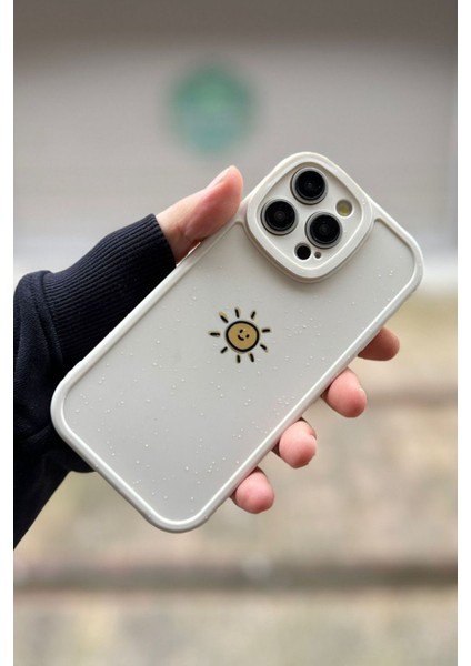 Iphone 16 Pro Max Uyumlu Kılıf Güneş Desenli Darbelere Dayanıklı Kamera Korumalı Silikon Kapak Krem fiyatları