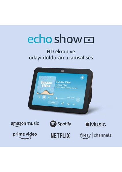 Echo Show 8 Smart Display With Alexa Siyah-E