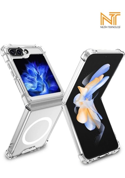 Samsung Galaxy Z Flip 5 Magsafe Şarj Destekli Şeffaf Sert Ultra Koruyucu Kapak Kılıf