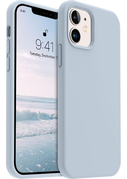 Apple iPhone 12/12PRO Kılıf Kadife Lansman Soft Yumuşak Liquid Silikon Kamera Korumalı Kapak Bebe