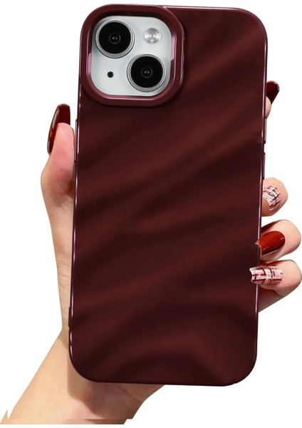 Iphone 15 Plus Uyumlu Kılıf Lüks Parlak Elektroliz Darbelere Karşı Dayanıklı Yumuşak Kapak Bordo