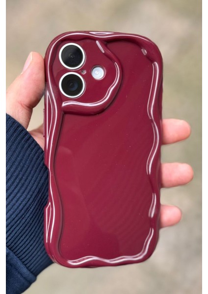 Iphone 16 Uyumlu Kılıf Dalgalı Kenarlı Şık Darbelere Karşı Dayanıklı Yumuşak Silikon Kapak Bordo fırsatları