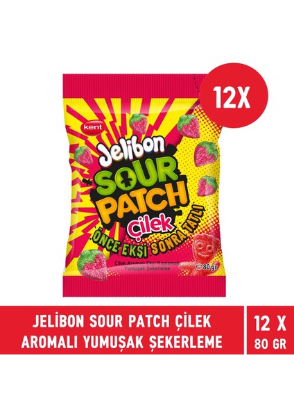Jelibon Sour Patch Çilek Aromalı Yumuşak Şekerleme 80 gr - 12 Adet modelleri