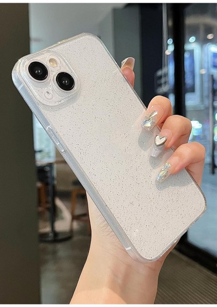 Apple Iphone 15 Plus/14 Plus Uyumlu Şeffaf Kılıf Simli 2.0mm Darbeye Dayanıkl Silikon Yumuşak Kapak