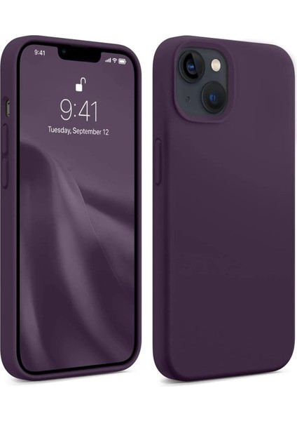 Apple Iphone 13-14 Lansman Kılıf Içi Kadifeli Kamera Yükseltili Silikon Kapak Derin Mor