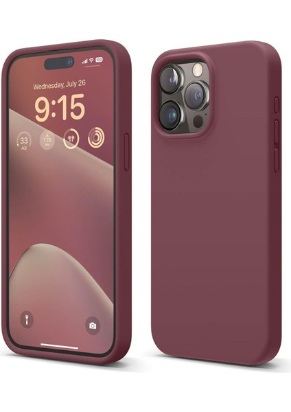 Apple iPhone 15 Pro Max Kılıf Kadife Lansman Soft Yumuşak Liquid Silikon Kamera Korumalı Kapak Bordo