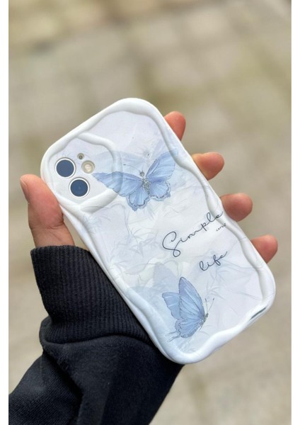 Iphone 12 Uyumlu Kılıf Dalgalı Kelebek Desenli Darbelere Karşı Dayanıklı Yumuşak Silikon Kapak