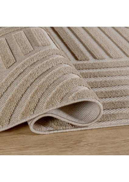 Iskandinav Rune Beige 100X300 cm Salon Mutfak Halısı Yolluk Kilim