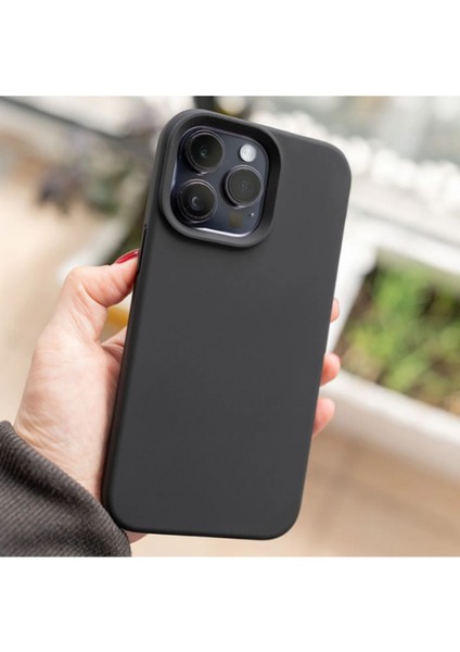 Iphone 14 Pro Max Kılıf Kadife Lansman Soft Yumuşak Liquid Silikon Kamera Korumalı Kapak Siyah