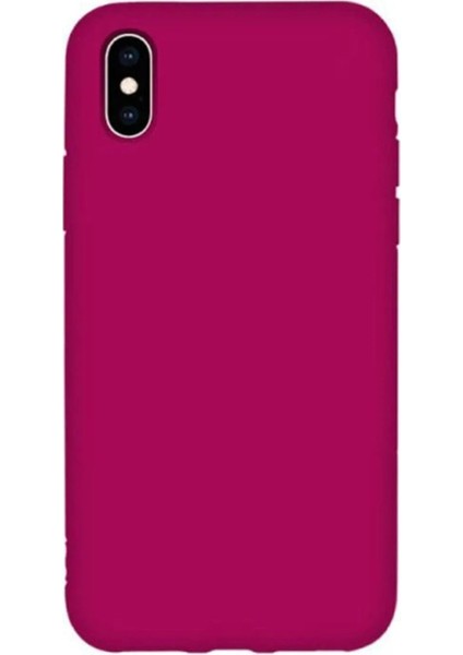 Iphone X/xs Uyumlu Içi Kadife Lansman Silikon Kılıf Kapak Fuşya Pembe