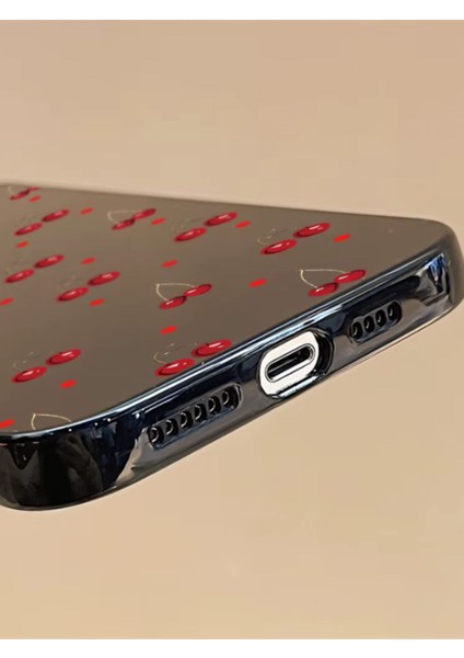 Iphone 15 Uyumlu Kılıf Kiraz Desenli Parlak Darbelere Karşı Dayanıklı Yumuşak Silikon Kapak Siyah fiyatları