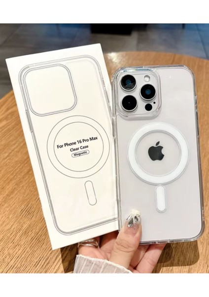 Iphone 16 Pro Max Kılıf Magsafe Şeffaf Kılıf Kamera Çıkıntılı Darbeye Dayanıklı Kapak
