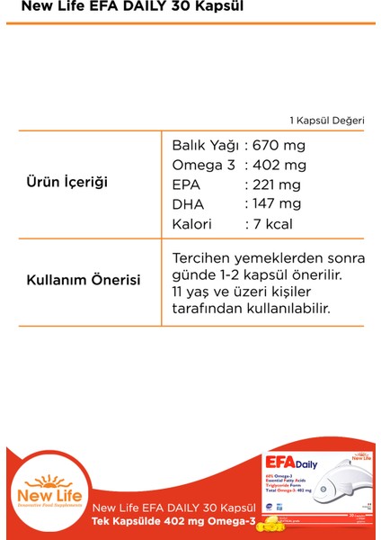 Newlife Efa Daily 30 Kapsül fiyatları