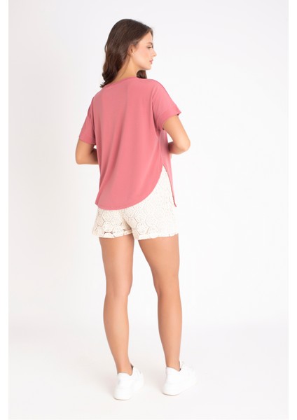 Blush Breeze – V Yaka Asimetrik Kesim Yazlık Bluz
