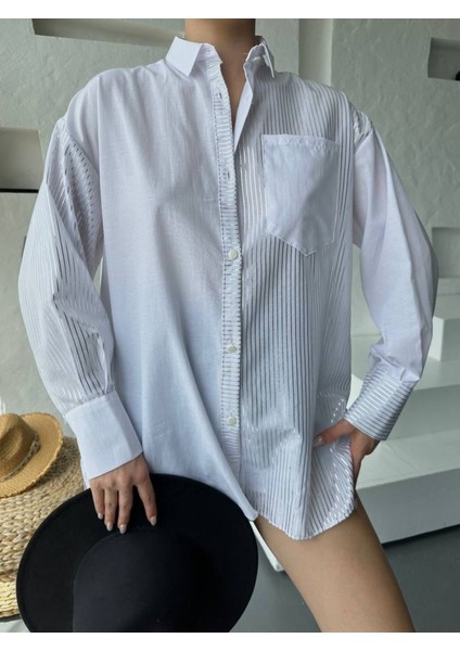 Çizgili Oversize Gömlek