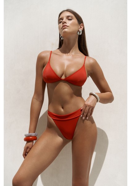 Bagus Kalın Bantlı Brezilyan Kırmızı Bikini Altı