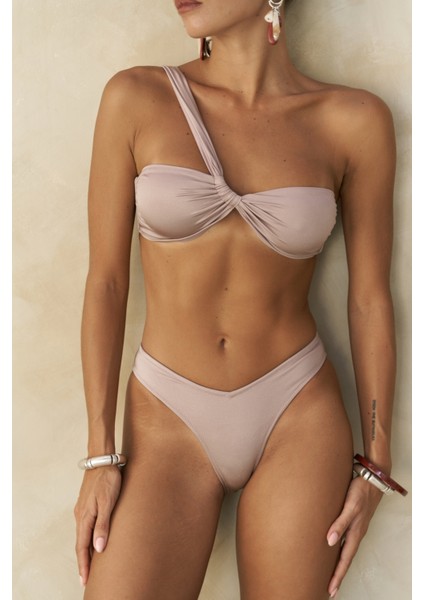 Balisya Tek Omuz Asimetrik Lila Bikini Üstü