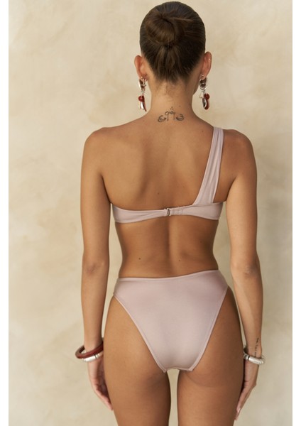 Balisya Tek Omuz Asimetrik Lila Bikini Üstü