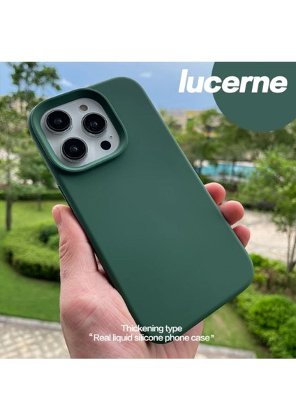 Iphone 14 Pro Max Kılıf Kadife Lansman Soft Yumuşak Liquid Silikon Kamera Korumalı Kapak Yeşil