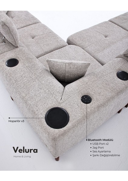 Ezel Motorlu Köşe Takımı & Hoparlörlü, USB Portlu, Genişleyebilir Büyük Köşe Takımı fiyatları