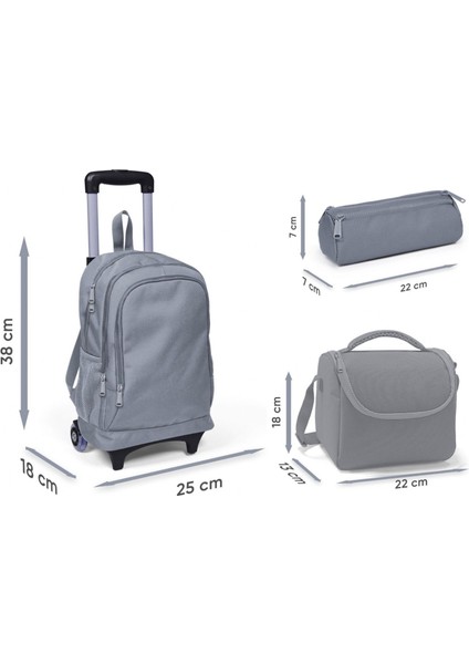 Çekçek Tekerlekli Kız Çocuk, Turkuaz Pembe Çizgili, Ilkokul Üçlü Okul Çanta Seti modelleri