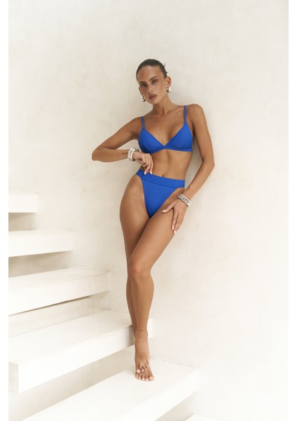 Bagus Kalın Bantlı Brezilyan Mavi Bikini Altı
