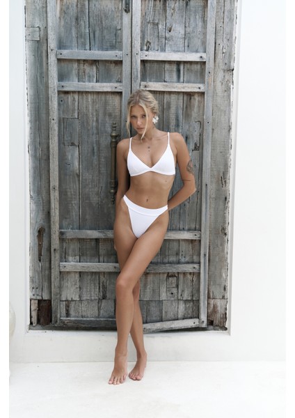 Bagus Kalın Bantlı Brezilyan Beyaz Bikini Altı