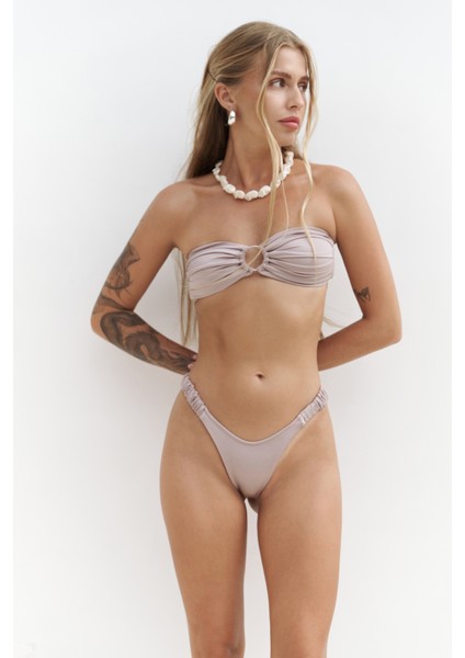 Zahira Ön Halka Detay Straplez Lila Bikini Üstü modelleri
