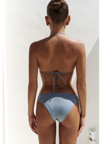 Ayunah Bağlamalı Halka Detay Mavi Bikini Üstü