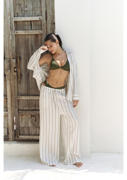 Priskiana Bağcıklı Haki Pantolon Gömlek Takım modelleri