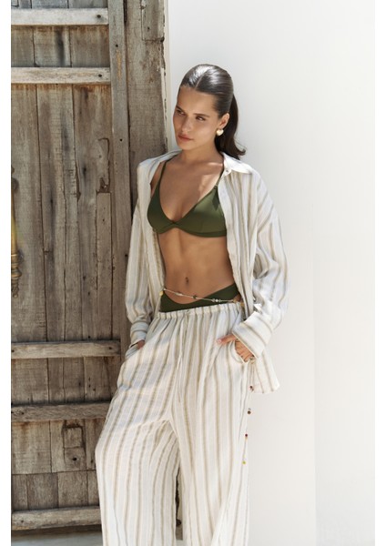 Priskiana Bağcıklı Haki Pantolon Gömlek Takım indirimleri