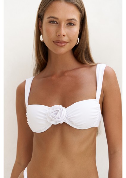 Larasis Çiçek Detaylı Gloplu Beyaz Bikini Üstü fırsatları