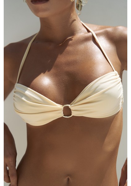 Ayunah Bağlamalı Halka Detay Sarı Bikini Üstü