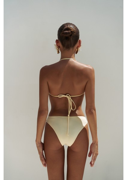 Ayunah Bağlamalı Halka Detay Sarı Bikini Üstü