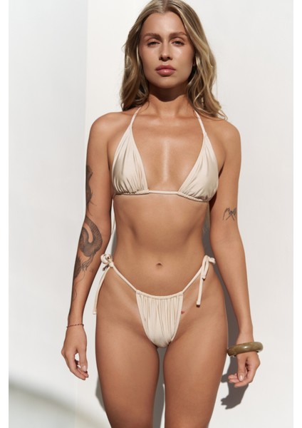 Cahya Bağlamalı Bej Bikini Altı modelleri